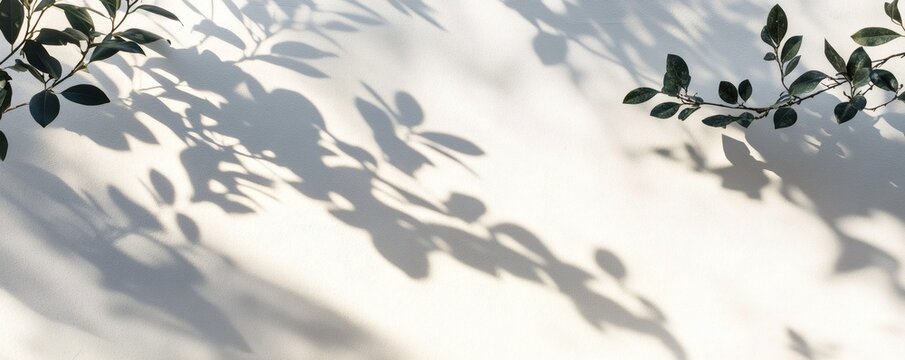 Fototapeta Delicate leaf shadows on a light surface.
