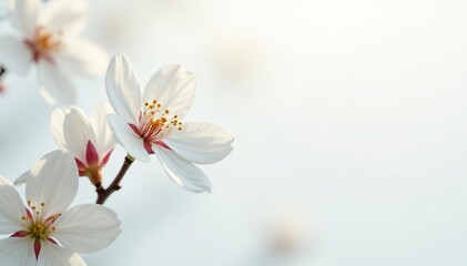 Delicate white blossom against pure white backdrop, macro photography, nature photography