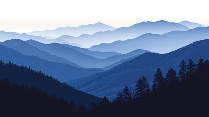 Obraz premium Blue Mountains Silhouette Landscape