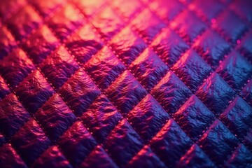 Neon geometric diamond quilt PU leather texture, green, surface, pink