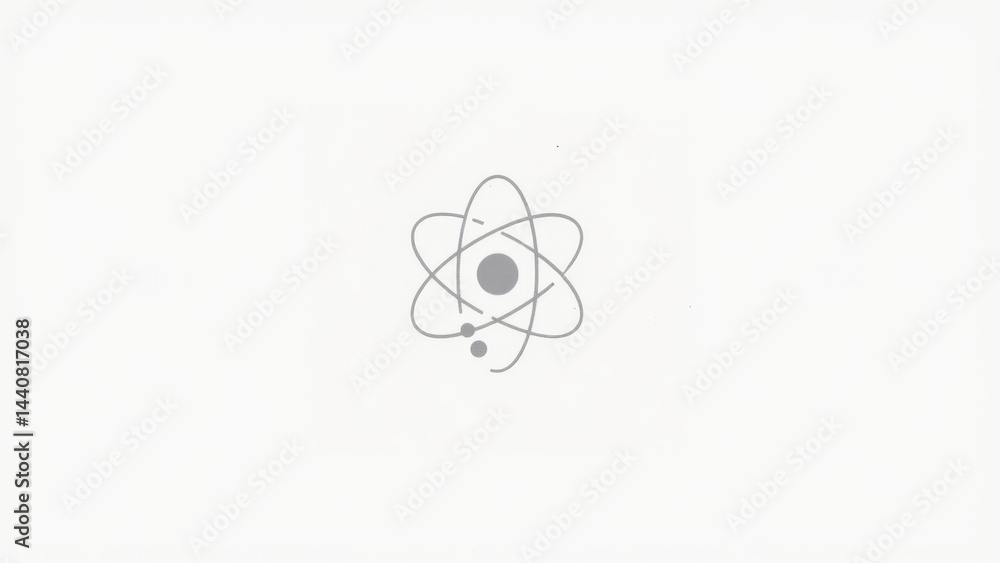 Poster atom graphic on a gradient background.