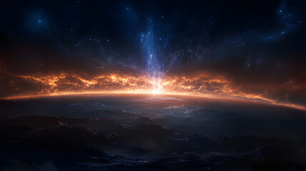 Fototapeta premium A dazzling aurora stretching across an alien planet’s sky.