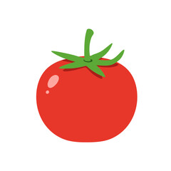 Vibrant Tomato: A close-up shot of a fresh, ripe tomato, showcasing its vivid red color and a touch of its stem, emphasizing its natural freshness.
