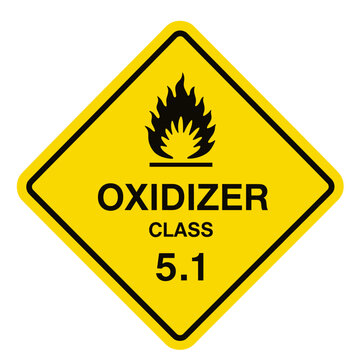 Dangerous Oxidizer Sign: A striking warning sign, with a vibrant yellow diamond and bold black graphics, clearly labels hazardous oxidizing materials.