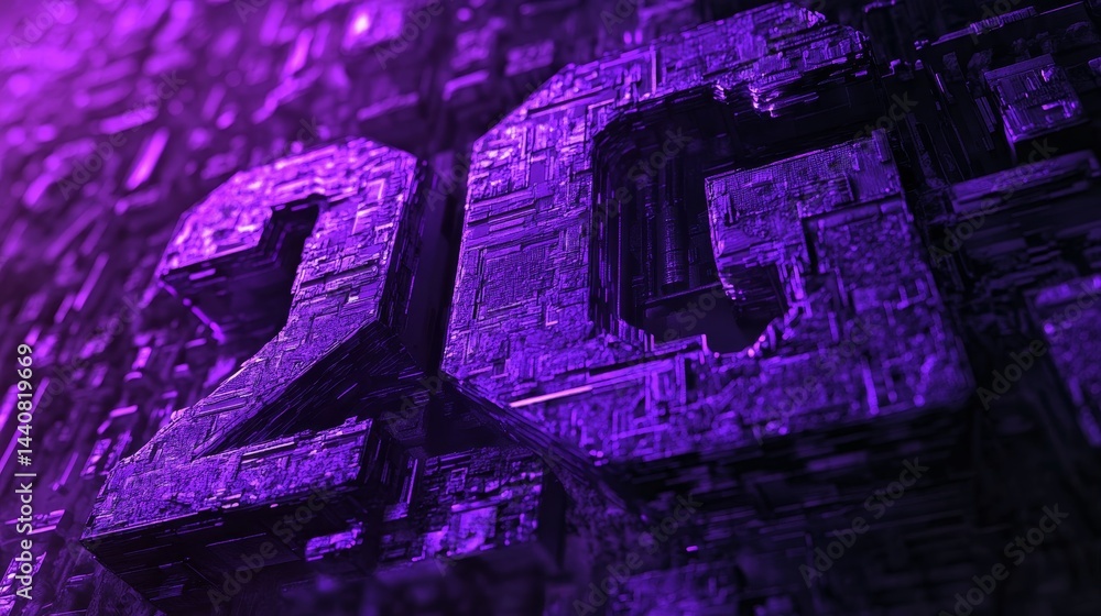 Poster purple 2g digital circuit texture with futuristic tech design in close-up view