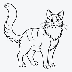 Obraz premium American Curl silhouette white background illustration, Generative Ai