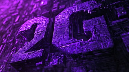 Purple 2g digital circuit texture with futuristic tech design in close-up view