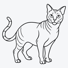 American Curl silhouette white background illustration, Generative Ai