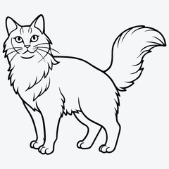 Fototapeta premium American Curl silhouette white background illustration, Generative Ai