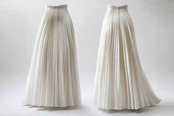 Elegant pleated white skirt: flowing fabric in graceful folds, a study in texture and form. Simplicity and style combined.