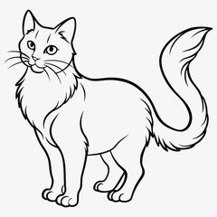 Obraz premium American Curl silhouette white background illustration, Generative Ai