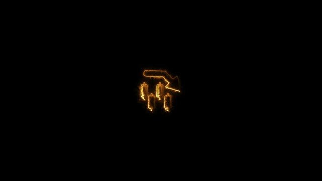 a glowing neon candlestick icon animation video on black background