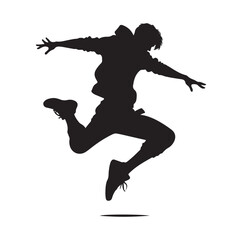 high jump pose silhouette vector illustration
