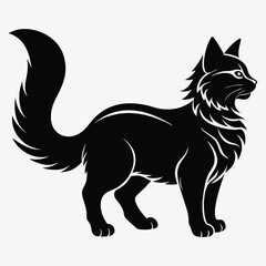 Obraz premium American Curl silhouette white background illustration, Generative Ai