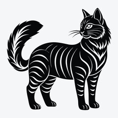 Obraz premium American Curl silhouette white background illustration, Generative Ai