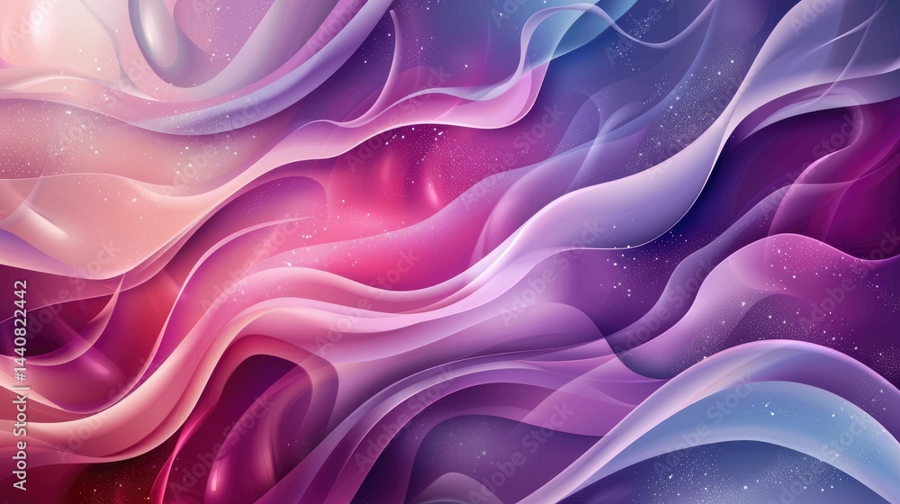 Poster digital abstract flowing waves with glowing particles and bubbles. colorful liquid design. backgroun