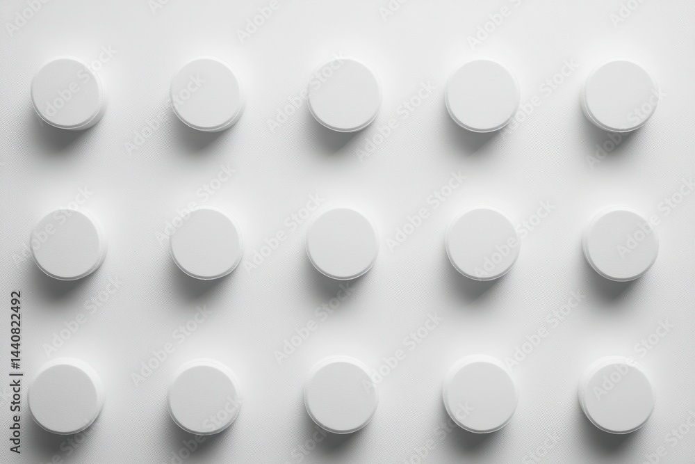 Aufkleber Elevated round buttons arranged in a grid pattern. Minimalist composition creates visual interest with light and shadow play.