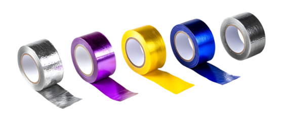 Pack of Duct Tapes Against Transparent Background for Hardware Branding, DIY Promotion, or Repair Tool Design Projects