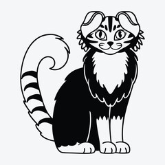 Fototapeta premium American Curl silhouette white background illustration, Generative Ai