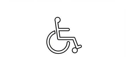 Minimalist line icon of wheelchair on white background