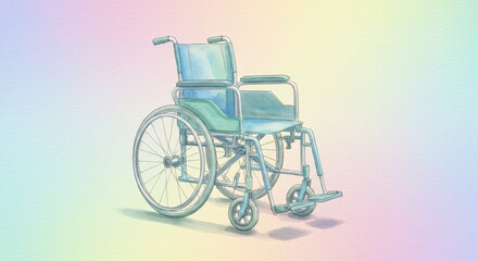 Fototapeta premium Soft watercolor painting of medical wheelchair