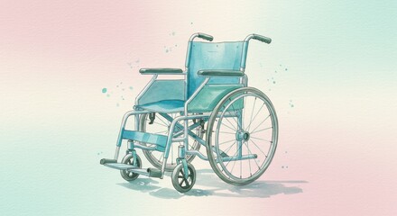 Fototapeta premium Gentle watercolor wheelchair with shadows and soft tones