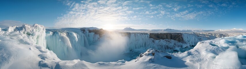 360 degree hdr panorama of majestic waterfall iceland nature landscape bright environment