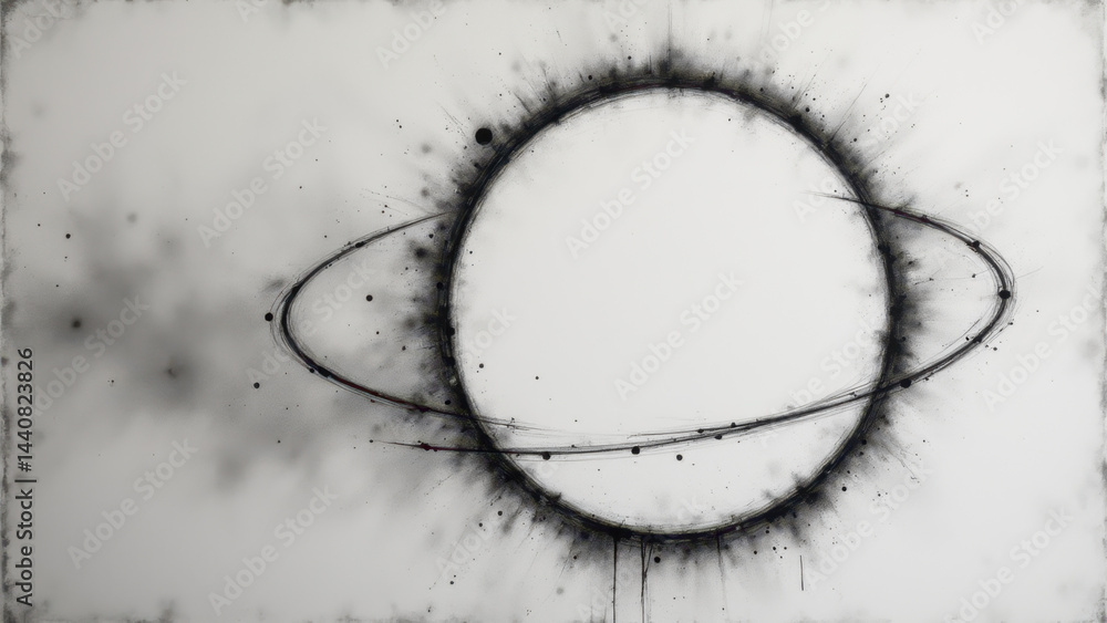 Poster abstract art representation of an atomic structure.