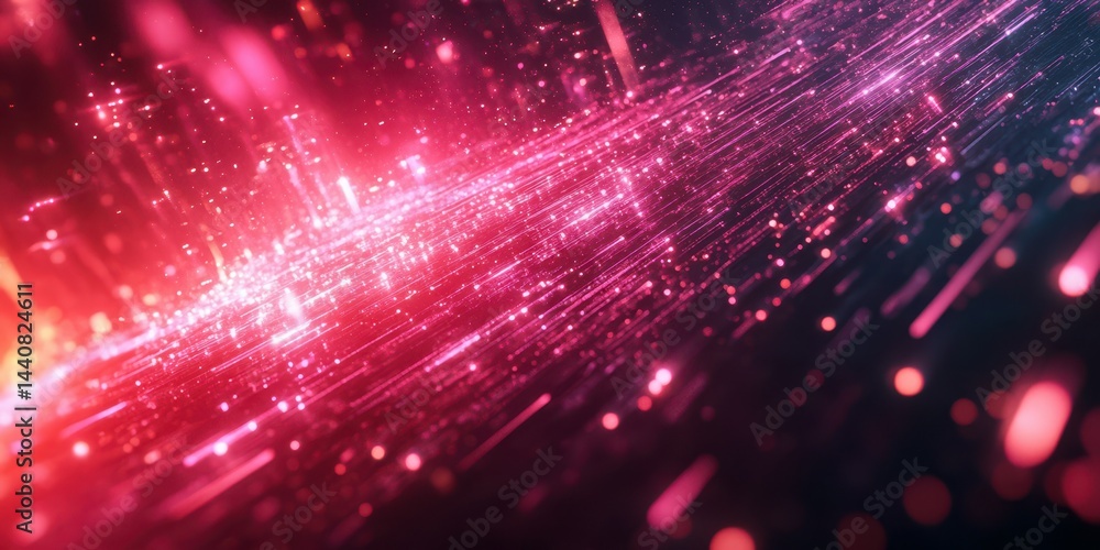 Poster colorful light trails create an abstract background with movement and depth in vibrant pink and purp