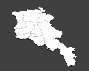 Vector map country Armenia divided on regions