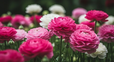 Blooming Flowers in Garden Displaying Vibrant Pink and White Petals