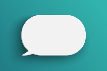 White oval speech bubble on green background
