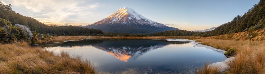 Majestic mountain reflection at lake new zealand 360 degree hdr landscape view