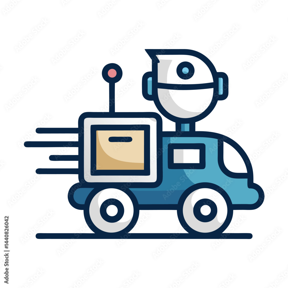 Aufkleber vector logo designed for an autonomous delivery robot showcasing a futuristic vehicle concept with a