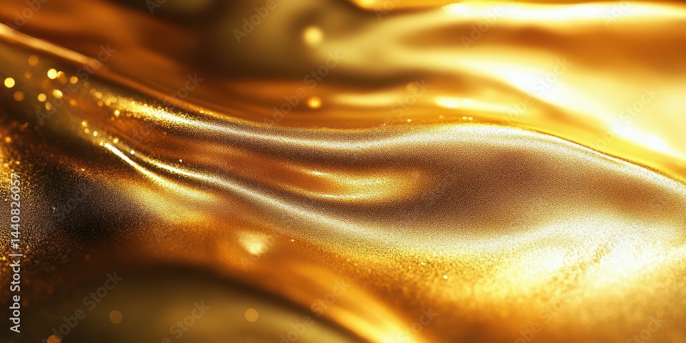 Poster flowing golden texture creates a captivating visual effect reminiscent of molten metal in a serene s