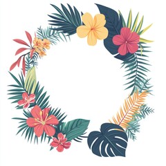 Tropical flower wreath frame graphic design