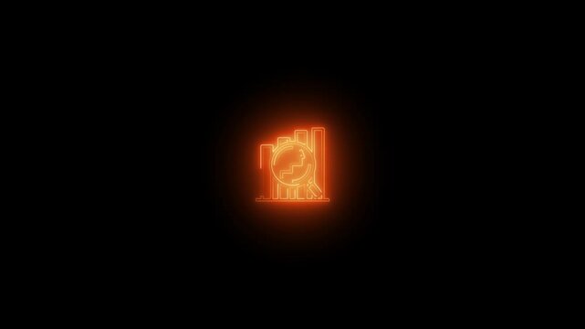 a glowing neon trend icon animation video on black background