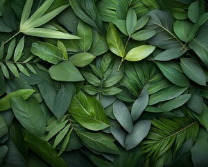 Vibrant green tropical leaves