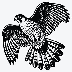 American Kestrel silhouette white background illustration, Generative Ai