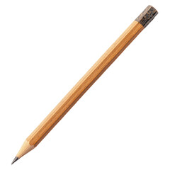 Realistic Unsharpened Wooden Pencil on transparent background