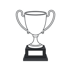 Simple Outline Illustration Of A Trophy Cup On A Stand In Black And White Minimalist Style