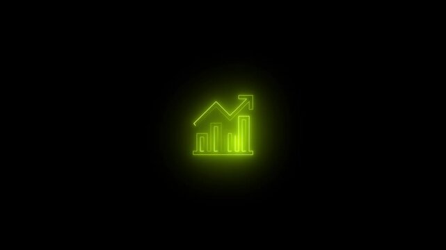 a glowing neon trends icon animation video on black background