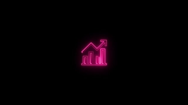 a glowing neon trends icon animation video on black background