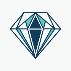 Sleek minimalist logo design for lab grown diamond brand showcasing a stylized diamond with geometric lines and modern colors
