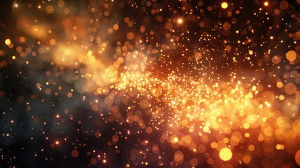 Obraz premium The abstract picture about warm tone colorful particle lighting lights creating a blurred and festive background. Sparkling lights evoke a sense of celebration and joy perfect for party theme. AIG53.