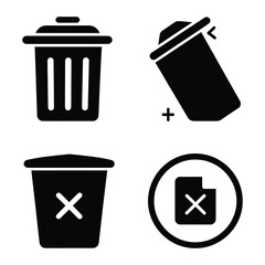 Trash / Delete set Icon Silhouette 