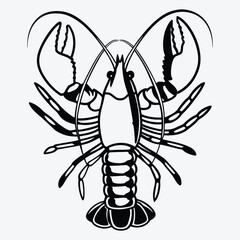 American Lobster line art white background illustration, Generative Ai