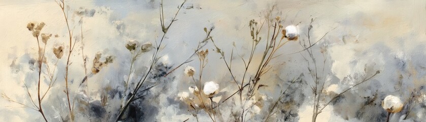 Gentle and serene image featuring delicate plant life in muted tones. The image evokes a sense of tranquility, softness, and the subtle beauty of nature's textures and forms