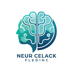Modern logo design for a neurofeedback therapy clinic featuring a stylized brain and face silhouette in soothing colors