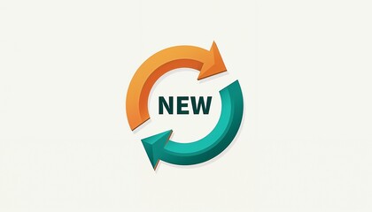 New concept logo with circular arrows in orange and green colors with copy space